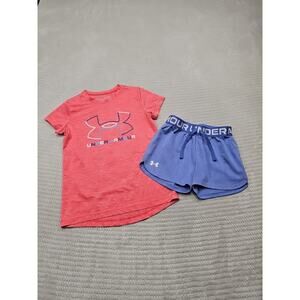 Under Armour Set Girls Youth Medium Shorts & Shirt Performance Active